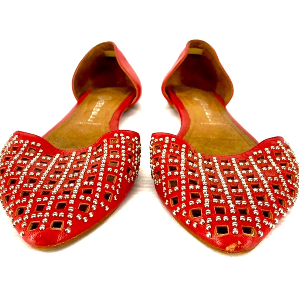 Jeffrey Campbell | red silver studded flats size 9
